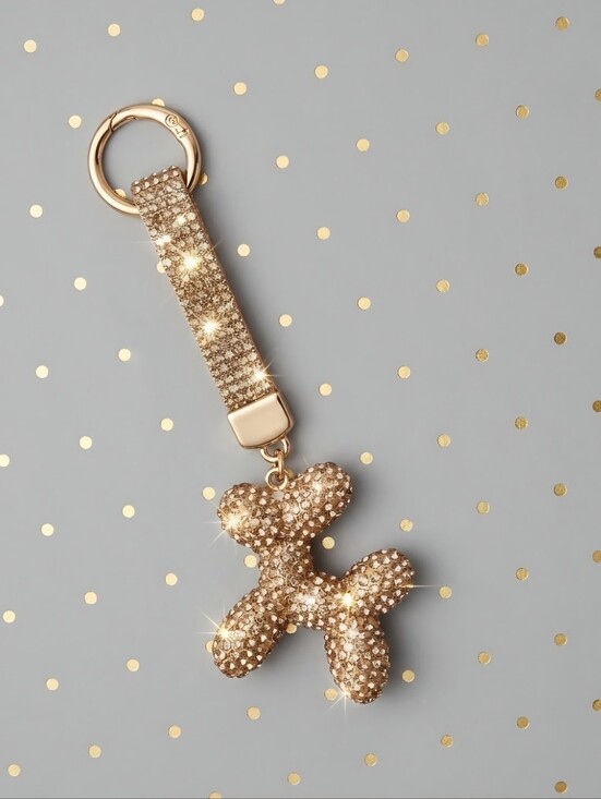 Accessories - Sparkling Gold Balloon Dog Keychain Bag Charm